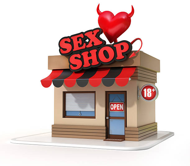 секс шоп 3d иллюстрация - adult magazines cartoon стоковые фото и изображен...