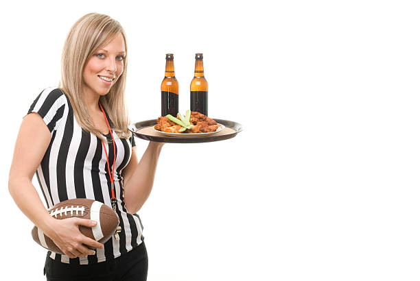Sexy Football Referee Waitress stock photo
