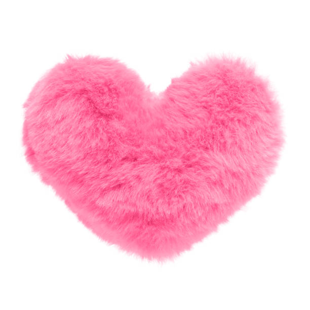 Shaggy pink heart isolated on white background  fluffy stock pictures, royalty-free photos & images