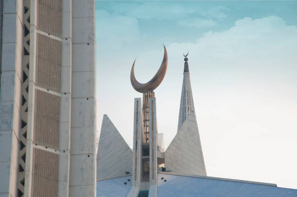 Shah Faisal Mosque Islamabad - Front Facade Postcard stock photo