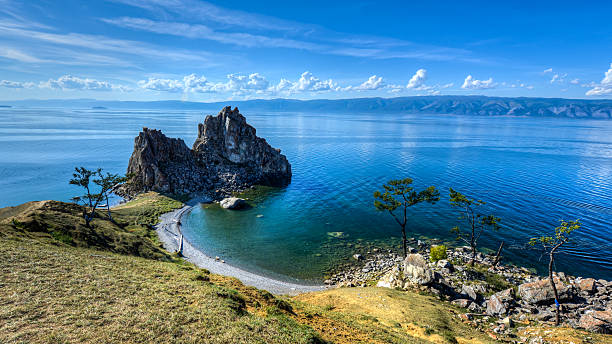 Shaman Rock, Island of Olkhon, Lake Baikal, Russia stock photo
