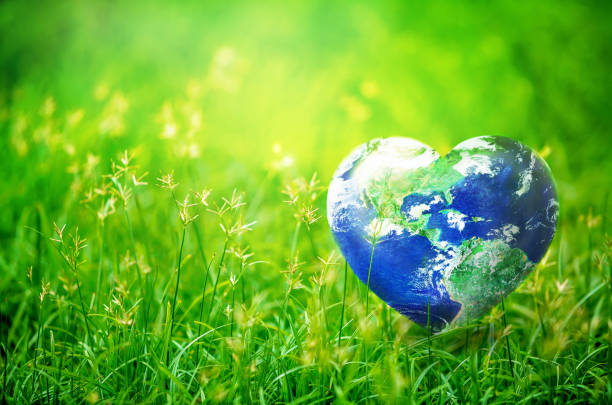 Share Love to the World Earth in Heart shape on green grass on sunlight, Love and Save the World for the Next Generation concept, Earth day concept, Elements of this image furnished by NASA, http://earthobservatory.nasa.gov/IOTD/view.php?id=885 earth day stock pictures, royalty-free photos & images