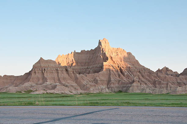 Sharp edged sandstone formations in Badlands stock photo