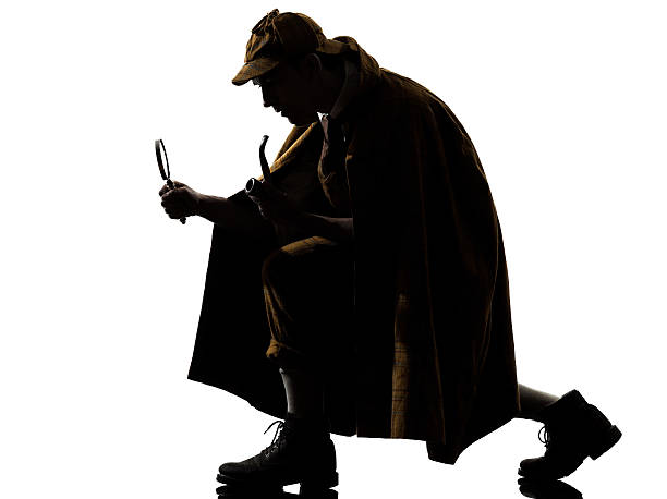 sherlock holmes silhouette sherlock holmes silhouette in studio on white background sherlock holmes stock pictures, royalty-free photos & images