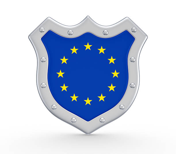 Shield with flag of EU. stock photo