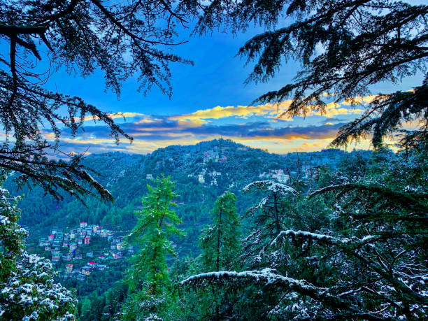 Shimla morning Sunrise in winters of Shimla shimla stock pictures, royalty-free photos & images