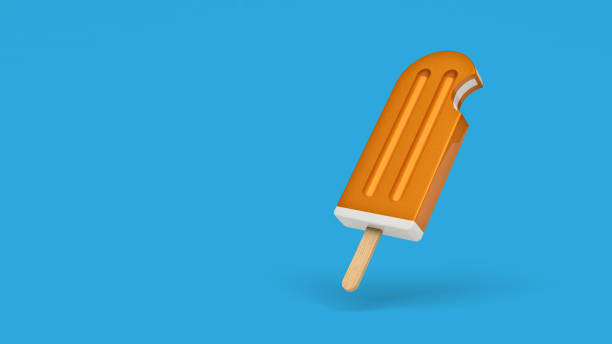 Shiny 3D Ice Cream Popsicle Isolated on Background with Clipping Path stock photo