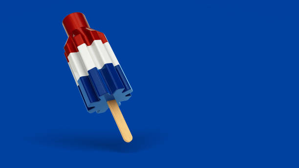 Shiny Red White Blue 3d Bomb Pop Popsicle Isolated on Background with Clipping Path stock photo