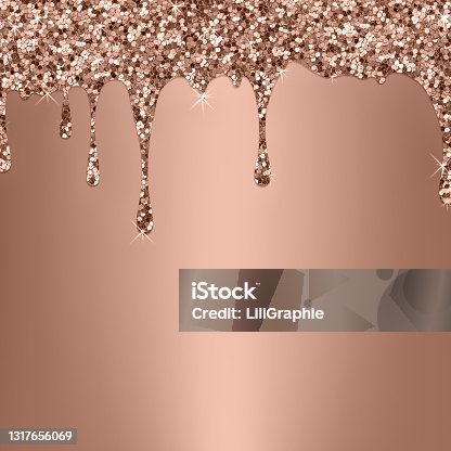 istock Shiny rose gold background. Dripping glitter texture 1317656069