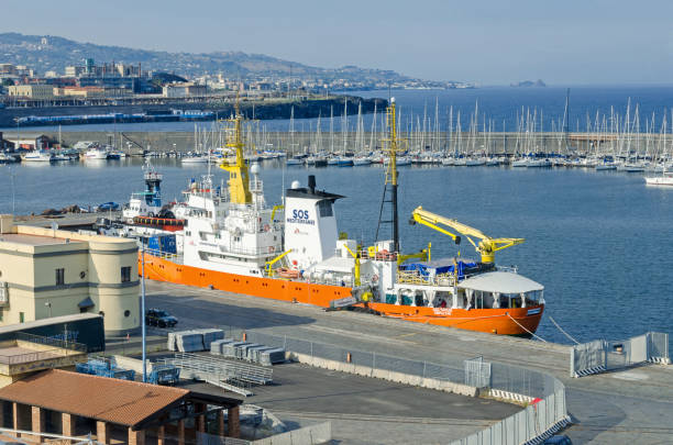 Ship of the Medecins Sans Frontieres anchored in Catania stock photo