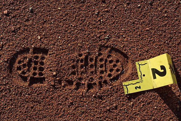 Shoe Impression closeup  crime scene stock pictures, royalty-free photos & images