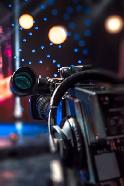 shooting a concert on television stock photo