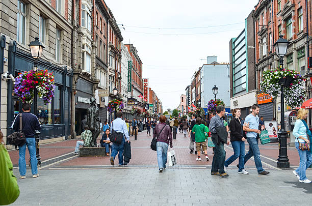 Shoppers in Grafton Street, Dublin stock photo