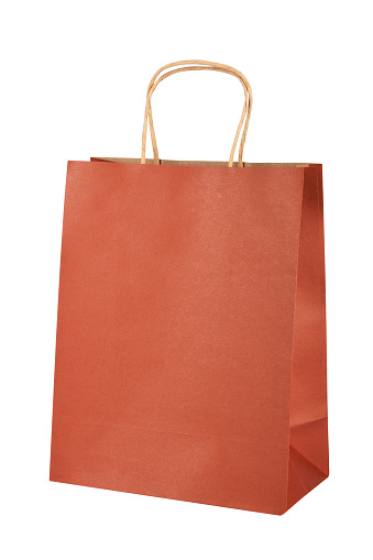 Red paper shopping bag (Clipping Path) isolated on the white background