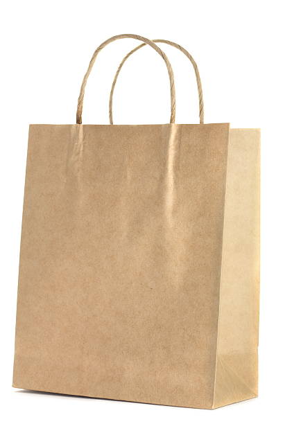 shopping bag on white - brown paper bag bildbanksfoton och bilder