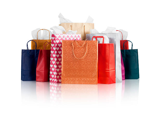 shopping bags w/clipping path - boodschappentas tas stockfoto's en -beelden