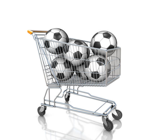 Shopping cart filled by soccer ball Shopping cart filled by soccer ball Jleagueshop stock pictures, royalty-free photos & images