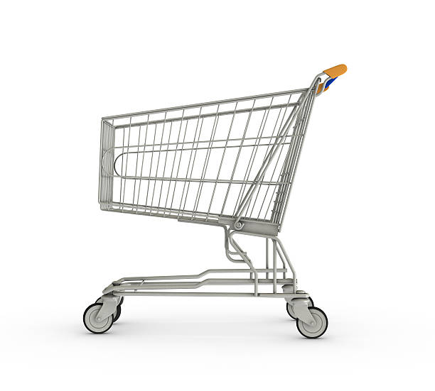 shopping cart on white background - kundvagn bildbanksfoton och bilder