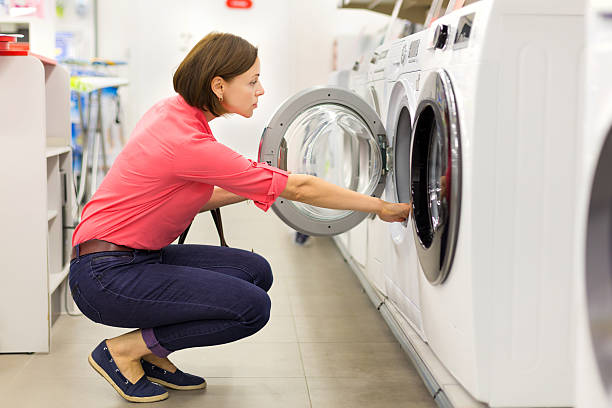 Shopping for a washer and dryer stock photo