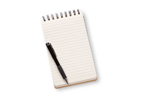 Shopping List Spiral notebook and pencil isolated on white background shopping list stock pictures, royalty-free photos & images