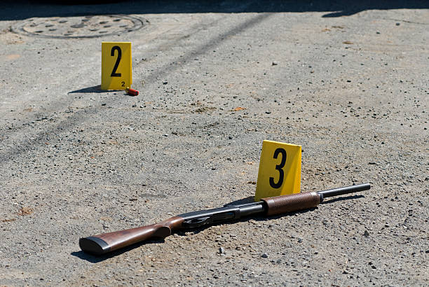 Shotgun Crime Scene stock photo