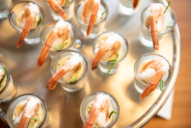 Shrimp cocktail Appetizer during wedding shrimp cocktail stock pictures, royalty-free photos & images