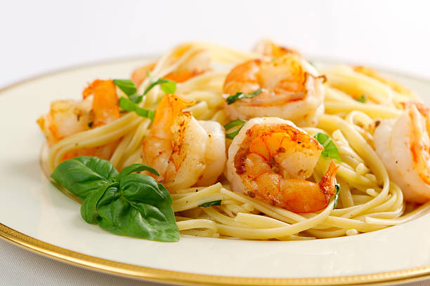 Shrimp Scampi and Linguini stock photo