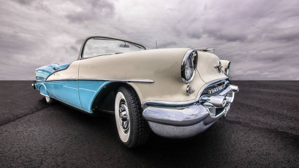 Side view of a classic american car from the fifties. stock photo
