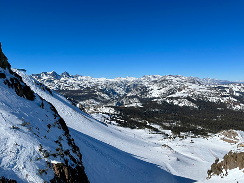 View of the Sierra Mountains from Mammoth Mountain. February 15, 2022