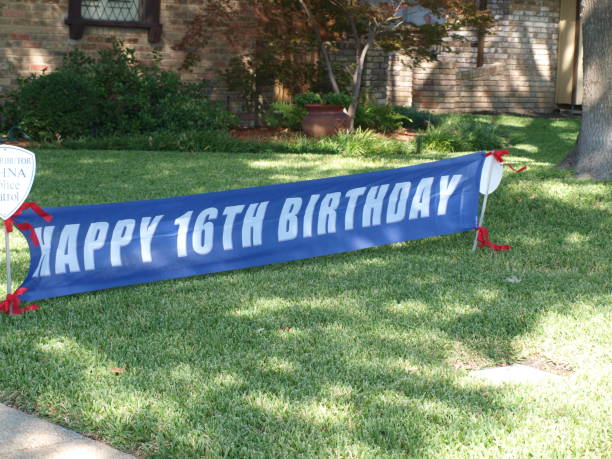Sign for a Happy 16th Birthday stock photo