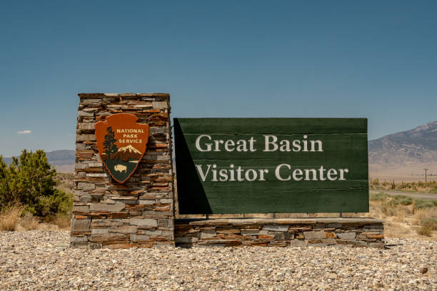 Sign for Great Basin Visitor Center Great Basin National Park, United States: August 6, 2020: Sign for Great Basin Visitor Center in eastern Nevada great basin stock pictures, royalty-free photos & images