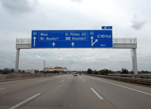 sign on the Highway near Vienna in Austria