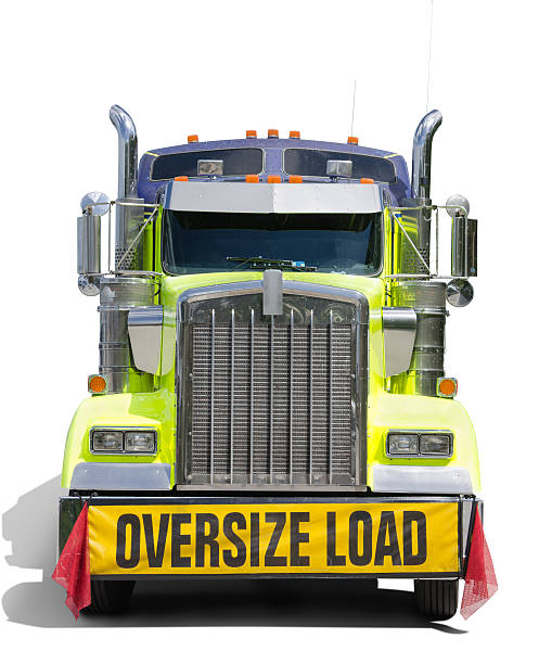 OVERSIZE LOAD sign semi tractor truck stock photo