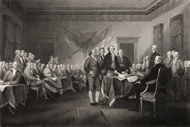 Signing of the Declaration of Independence This vintage image features the Signing of the Declaration of Independence.  declaration of independence stock pictures, royalty-free photos & images