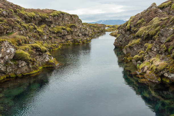 Silfra fissure in Thingvellir National Park, Iceland stock photo