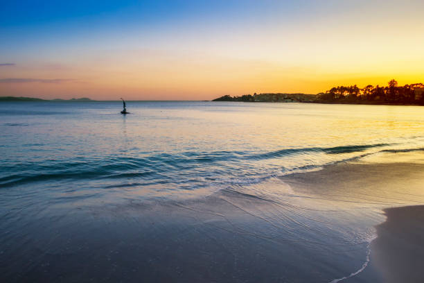 Silgar beach at dusk stock photo
