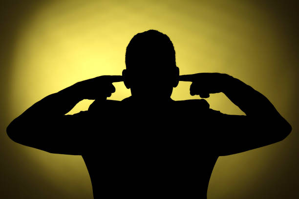 Silhouette of a man stock photo