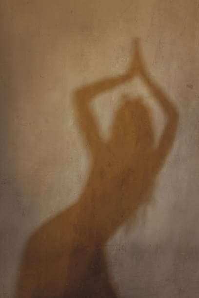 silhouette of pretty dancing woman on the wall close up - hadi matar 個照片及圖片檔