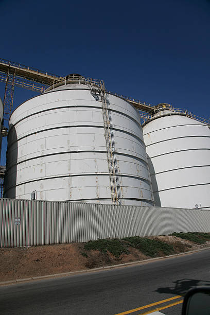 silo across road stock photo