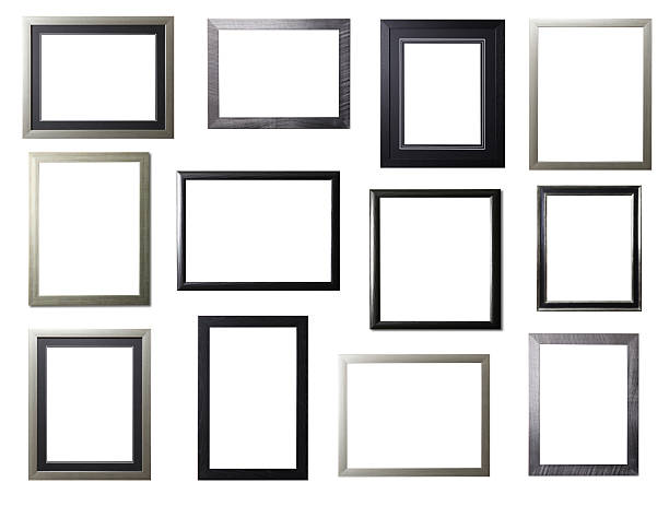 Silver and Black Frame Selection Fine assortment of silver & black wood & metal fine textured finely lit from top left picture frames for you to add your own image. slick and contemporary. silver colored photos stock pictures, royalty-free photos & images