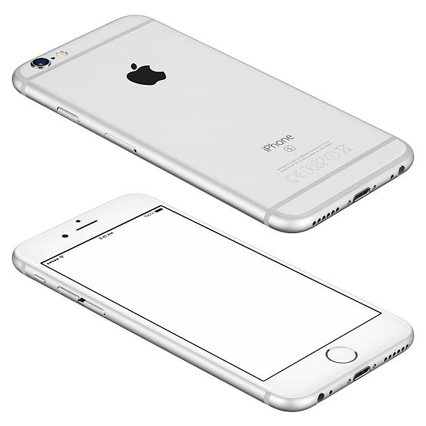 maqueta del apple iphone 6s de plata se encuentra en la superficie - iphone mockup fotografías e imágenes de stock