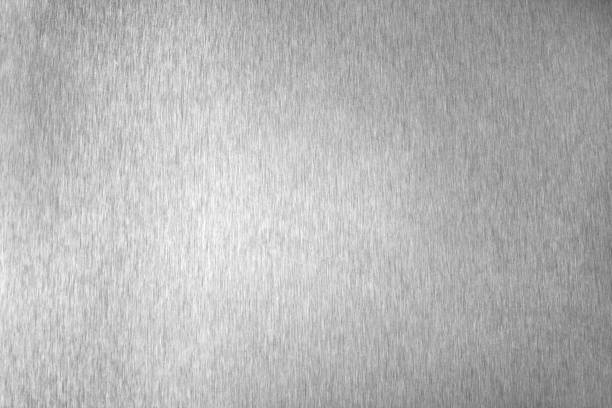Silver metal shiny empty surface, monochrome shining metallic background, brushed black and white iron sheet backdrop close up, smooth light gray steel texture, art grunge design element, copy space stock photo