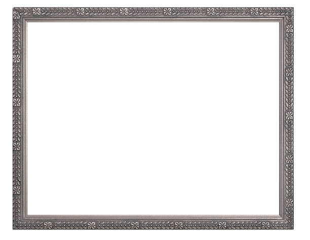 Silver or Pewter Rectangular Picture Frame.  Isolated with Clipping Path stock photo