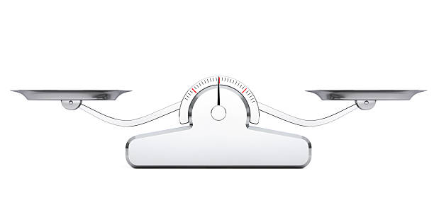 Simple Balance Scale. 3d Rendering Simple Balance Scale on a white background. 3d Rendering weight scale stock pictures, royalty-free photos & images