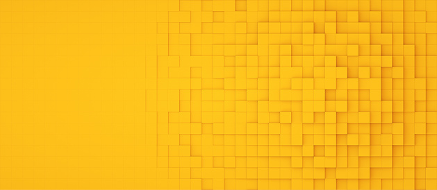 Simple yellow background of an artificial square block contour structure pattern