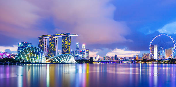 Singapore cityscape during sunset stock photo