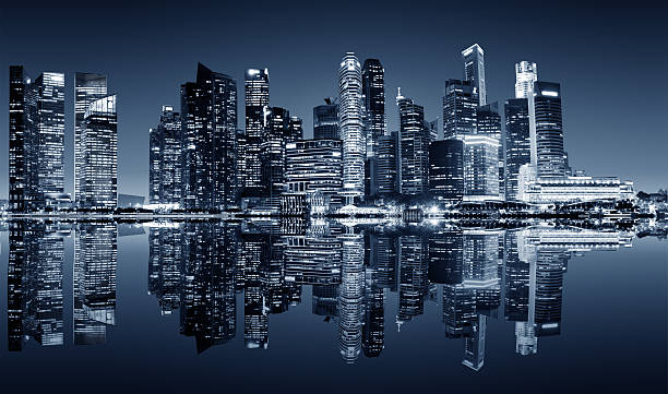 Singapore downtown night view stock photo