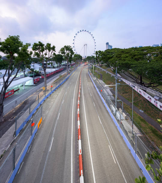 Singapore Formula One Circuit And Cityscape
