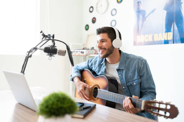 Singing to some of his followers stock photo