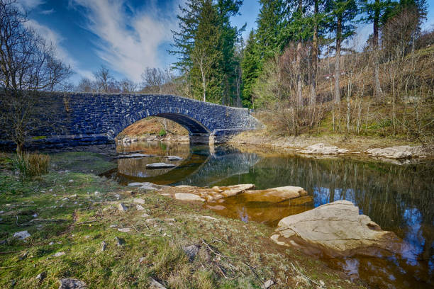 Single Arched Welsh Stone Bridge stock photo